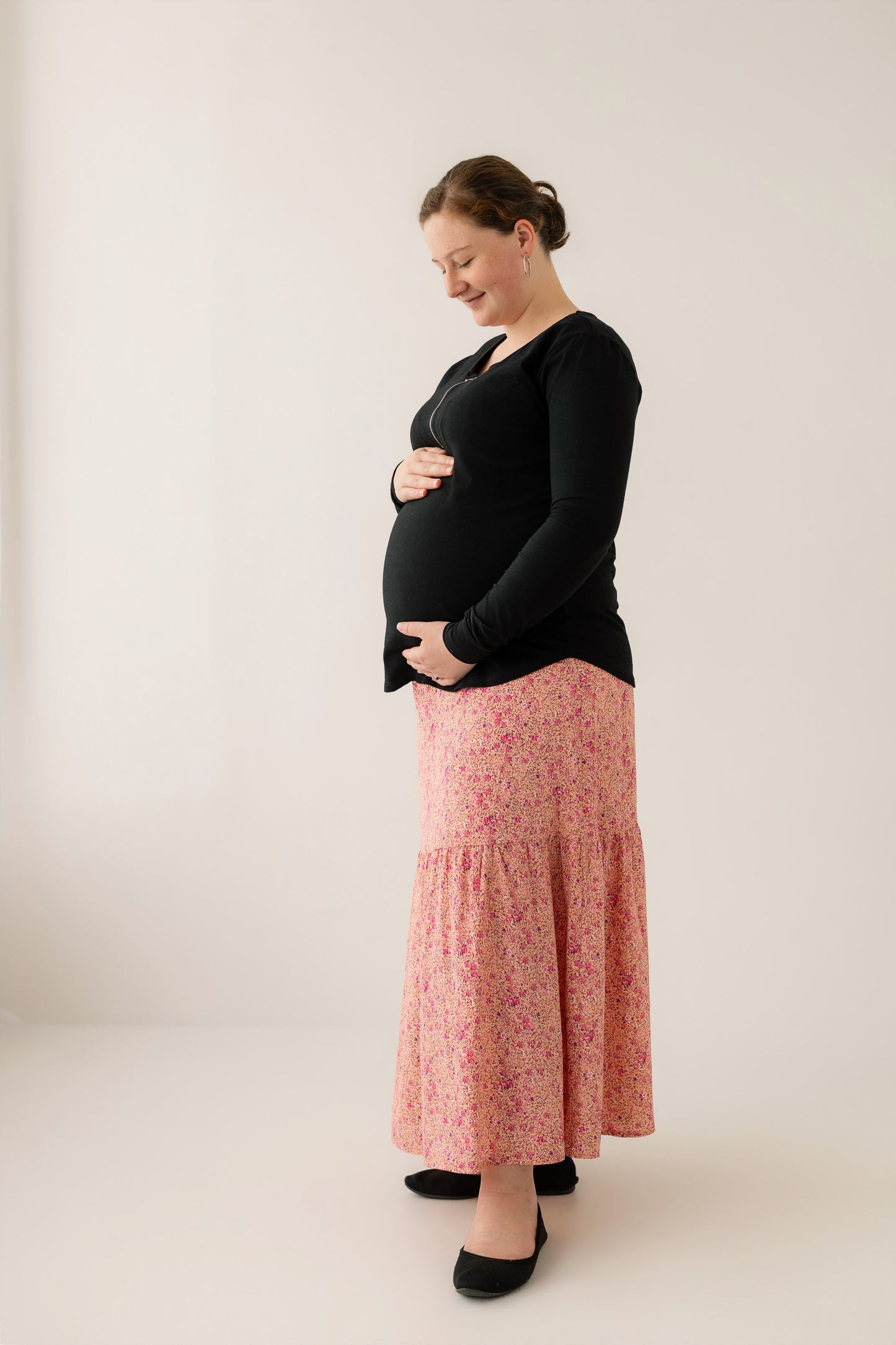 Maternity Maxi Skirt - Floral Pink