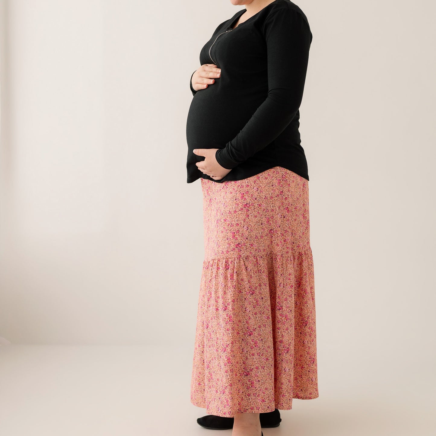 Floral Pink Maxi Skirt - Bump Friendly