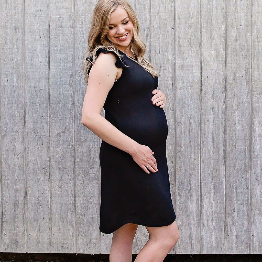 Black Ruffle Sleeve Dress