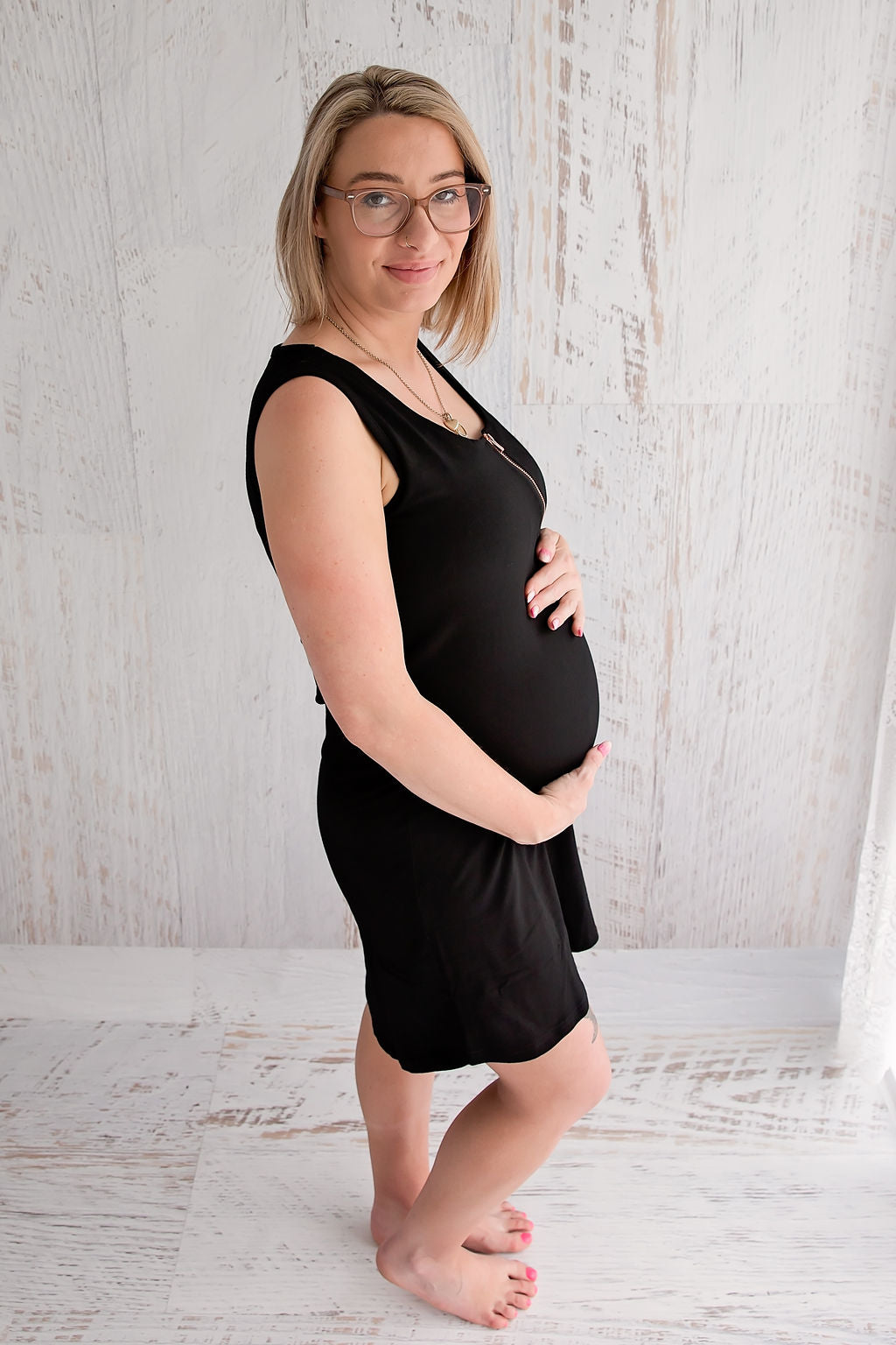 Rose Gold Zipper Dress - Black - Flourish Maternity Breastfeeding Dresses NZ Maternity Dresses New Zealand online mum and baby shop.