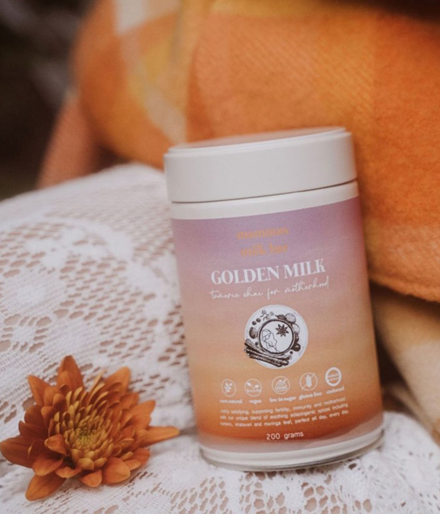 Mammas Milk Bar NZ. Golden Milk tumeric lactation blend. Flourish Maternity New Zealand.