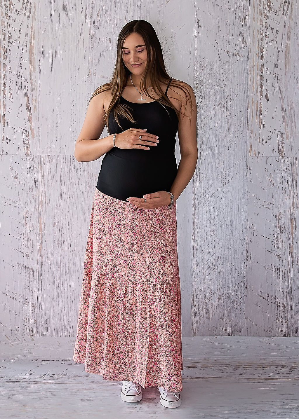 Maternity Maxi Skirt - Coral Crush-Flourish Maternity Breastfeeding Dresses NZ Maternity Dresses NZ