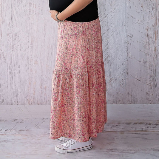 Maternity Maxi Skirt - Coral Crush-Flourish Maternity Breastfeeding Dresses NZ Maternity Dresses NZ