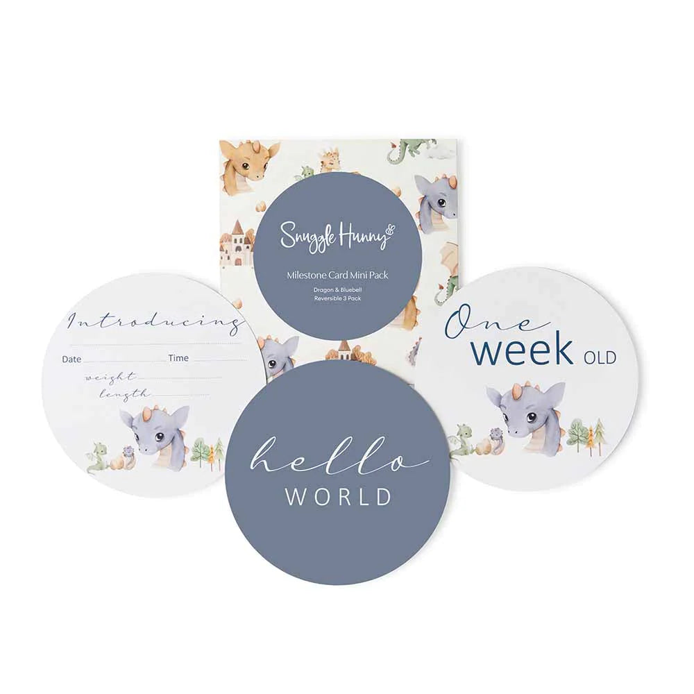 Flourish Maternity NZ - Sunggle Hunny Kids Dragon & Bluebell Mini milestone cards - limited edition