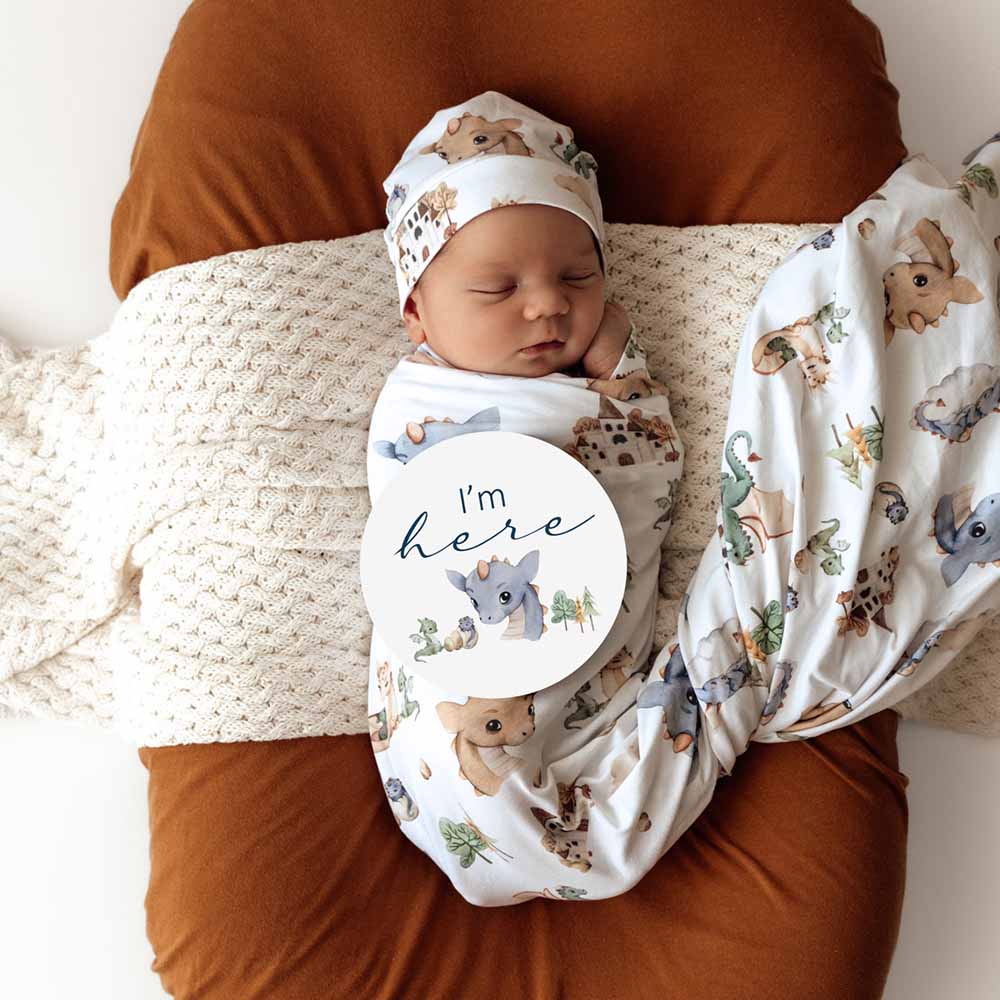 Flourish Maternity NZ online mum and baby shop - Sunggle Hunny Kids Dragon & Bluebell Mini milestone cards - limited edition