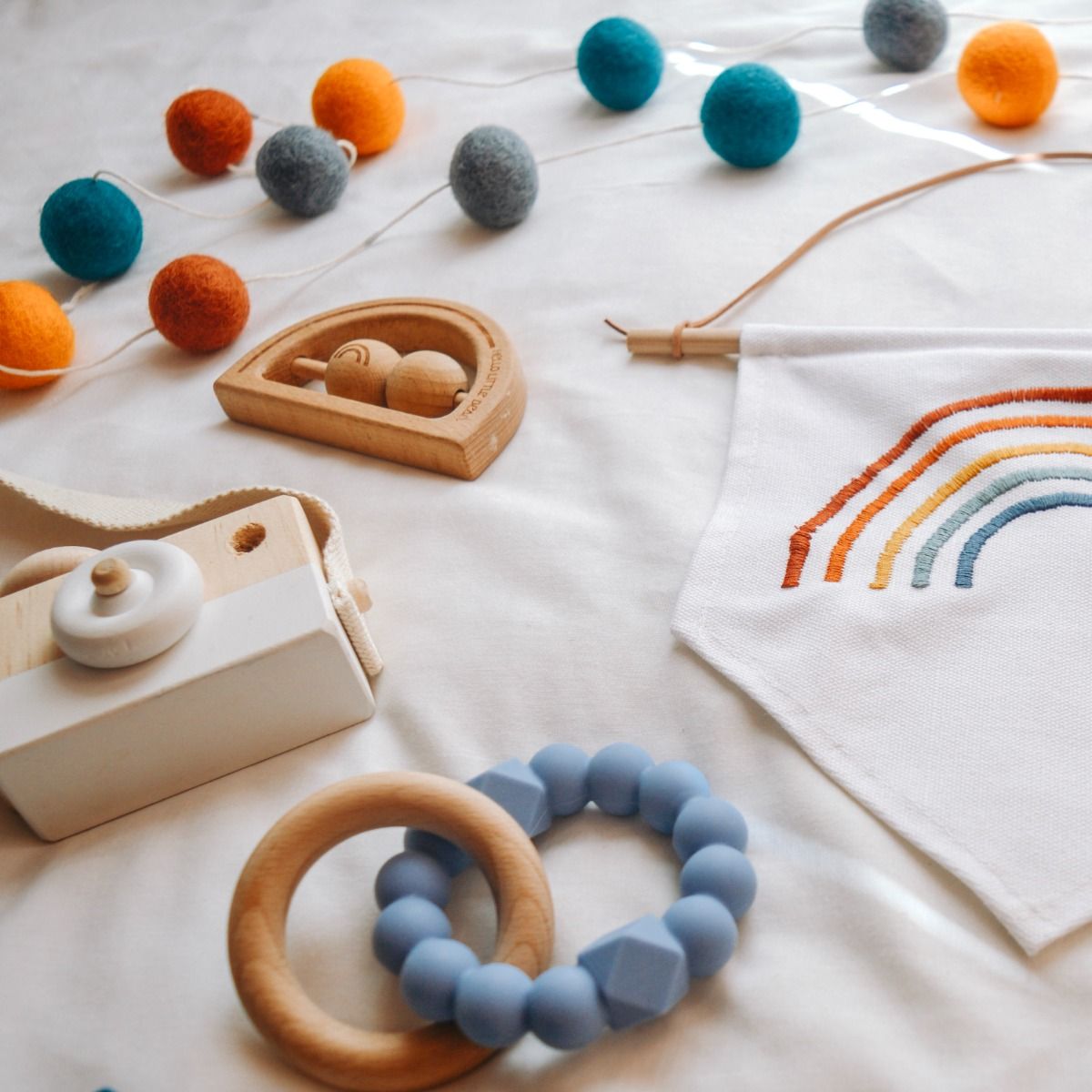 Flourish Maternity NZ - Moon Teether Soft Blue. Mums and Baby online shop