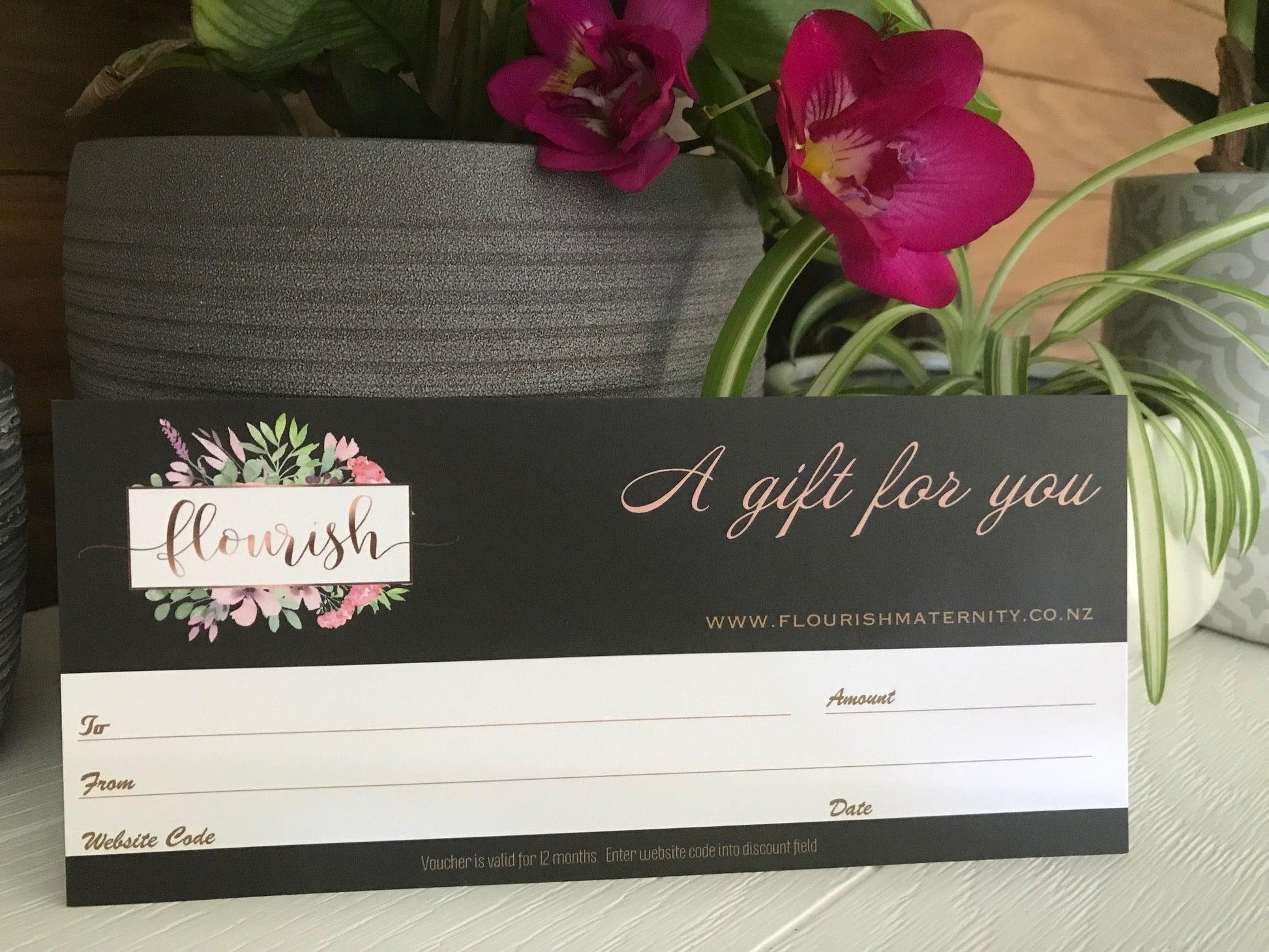 Flourish Maternity New Zealand. Online Mums, baby & children's shop NZ. Gift voucher for a special mum.