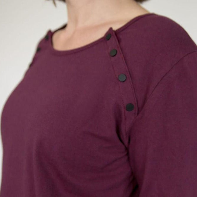 Maroon Long Sleeve Top-Long Sleeve Breastfeeding Tops NZ Flourish Maternity
