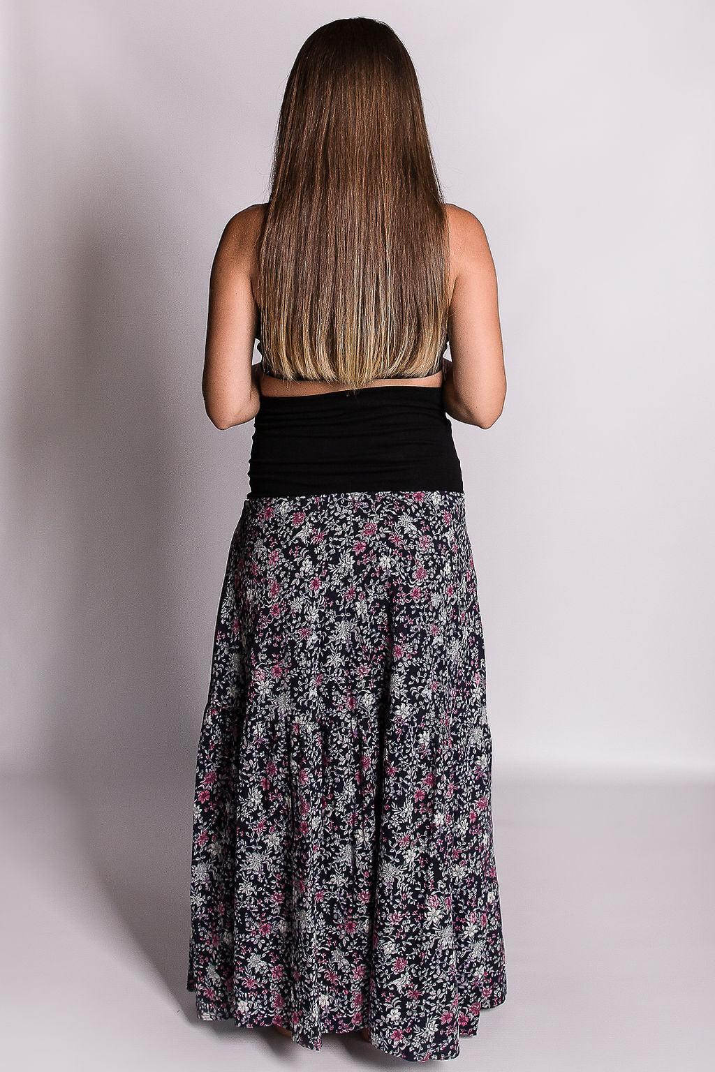 Maxi Maternity Skirt - Vintage Bloom-Flourish Maternity Breastfeeding Dresses NZ Maternity Dresses NZ. Back view of skirt