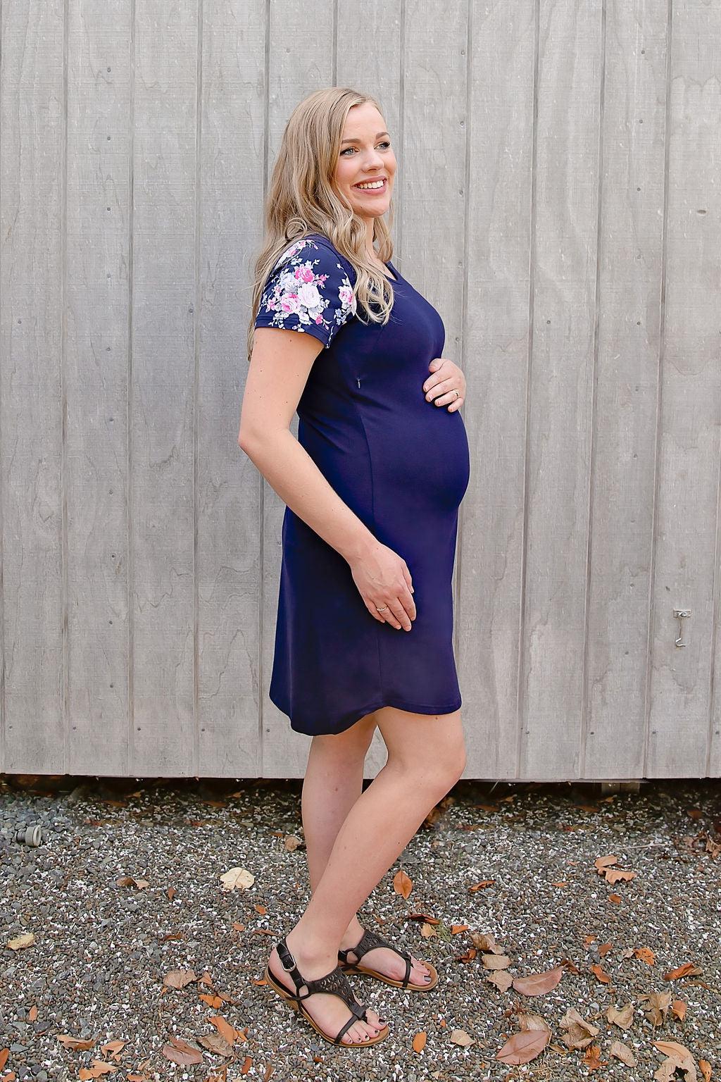 Pastel Bouquet Floral Sleeve Dress-Flourish Maternity Breastfeeding Dresses NZ Maternity Dresses NZ