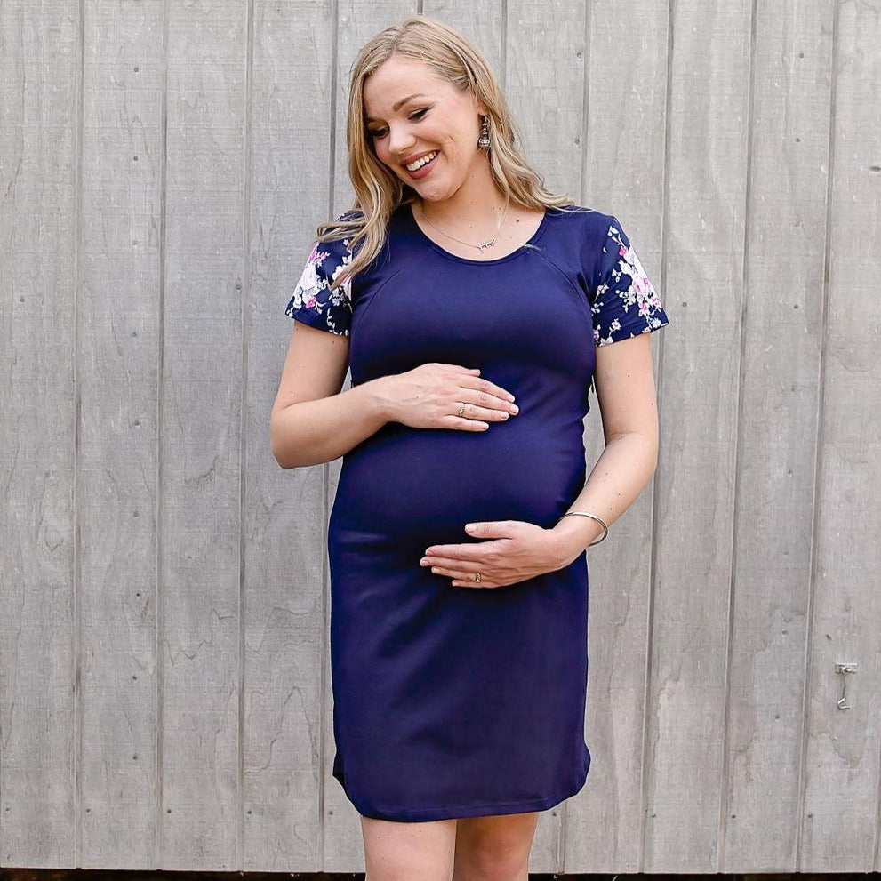 Pastel Bouquet Floral Sleeve Dress-Flourish Maternity Breastfeeding Dresses NZ Maternity Dresses NZ