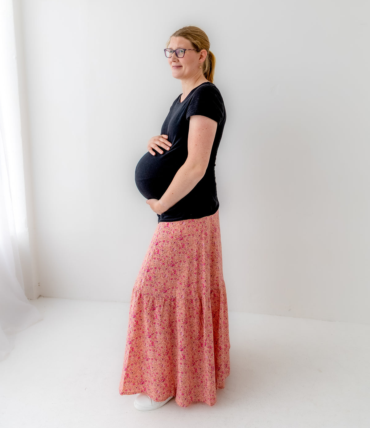 Floral Pink Maxi Skirt - Bump Friendly