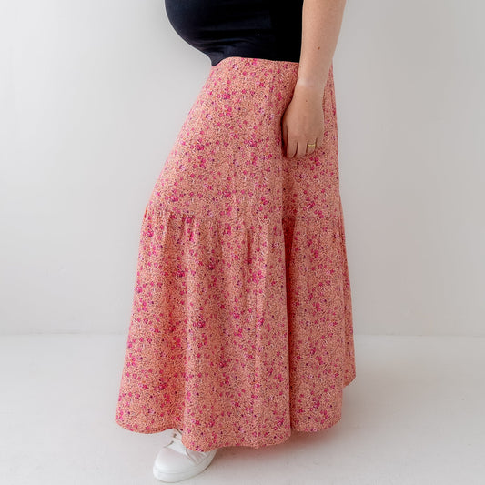 Floral Pink Maxi Skirt - Bump Friendly