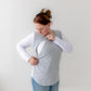 Grey/White Breastfeeding Top
