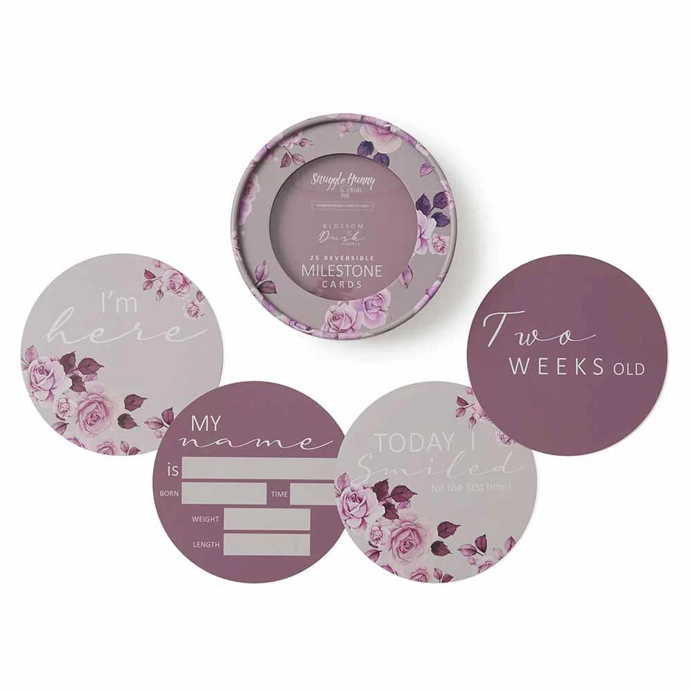 Blossom & Dusk Reversible Milestone Cards - Flourish Maternity NZ Online maternity, postpartum, mum and baby shop