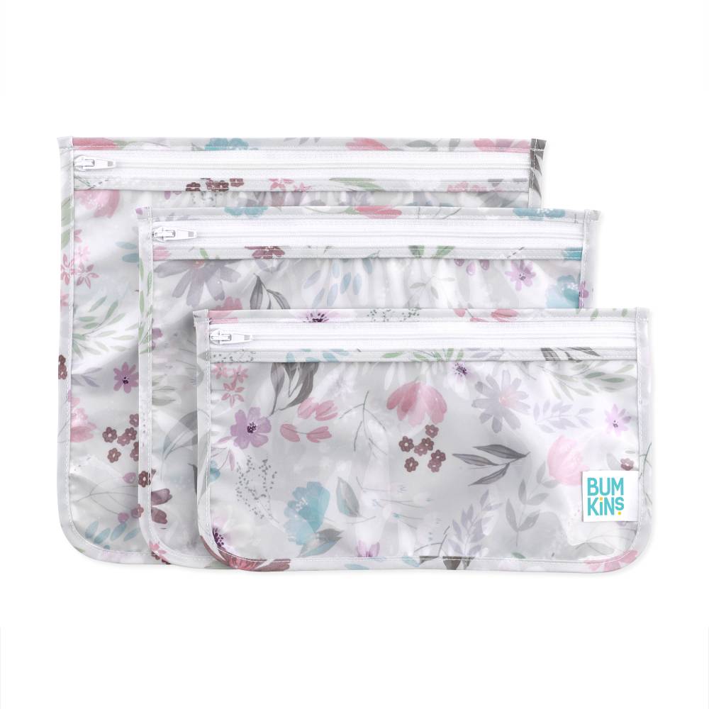 Clear Travel Bag 3pk - Floral - From Flourish Maternity NZ - online mum and baby shop in New Zealand