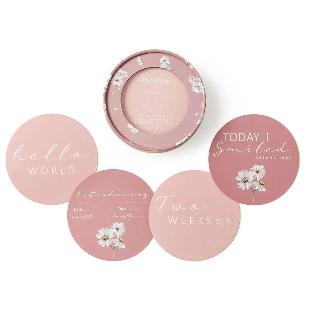 Daisy & Musk Pink Reversible Milestone Cards - Flourish Maternity New Zealand Online maternity, postpartum, mum and baby shop NZ