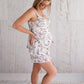  Flourish Maternity NZ online shop - Esme PJ set with singlet & shorts for maternity, breastfeeding and beyond. Lace detail of breastfeeding access.