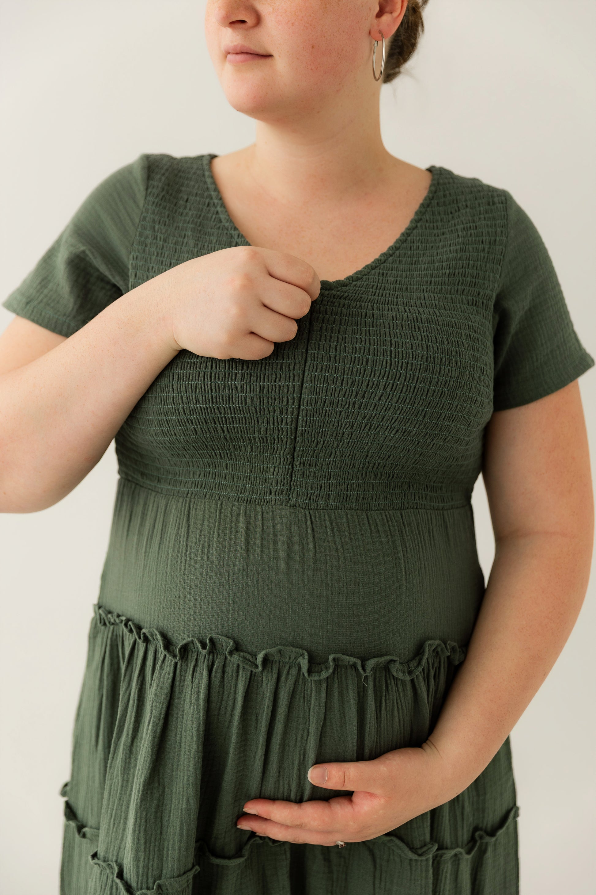 Green Maternity and Breastfeeding Dress