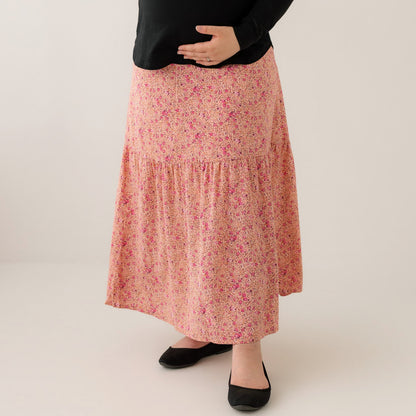 Maternity Maxi Skirt - Floral Pink