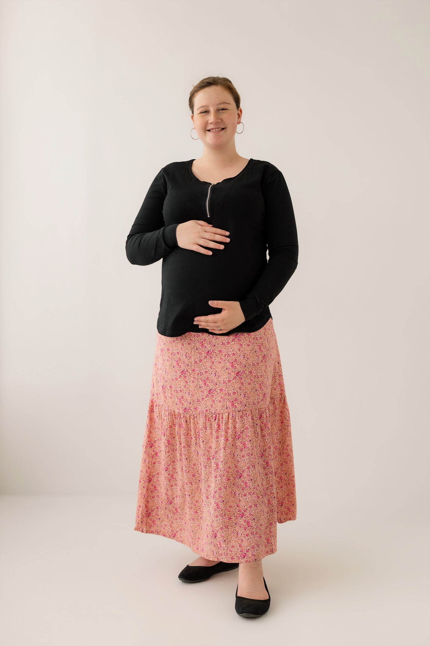 Maternity Maxi Skirt - Floral Pink