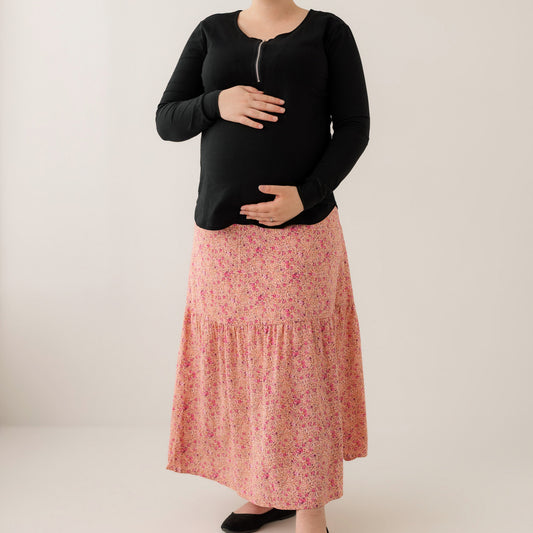 Floral Pink Maxi Skirt - Bump Friendly