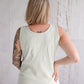 Flourish Maternity NZ - online mum and baby shop. Soft sage pregnancy & breastfeeding singlet top. Back view