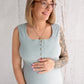 Flourish Maternity NZ - online mum and baby shop. Powder blue pregnancy & breastfeeding ribbed fitted dress. Close up.