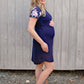 Peach Bloom Floral Sleeve Dress in Navy - Zippers