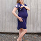 Peach Bloom Floral Sleeve Dress in Navy - Zippers