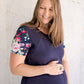 Flourish Maternity NZ floral sleeve navy breastfeeding dress with zip. Online mum and baby shop.