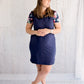 Floral Sleeve Navy Dress