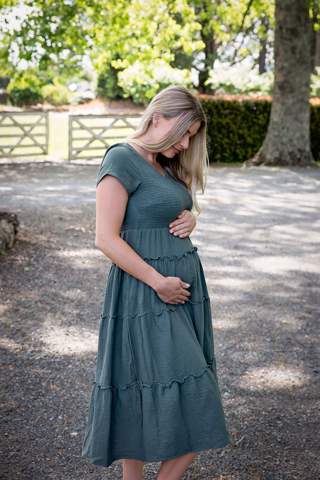 Bella Tiered Dress - Forest Green