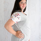 Summer Floral Sleeve Tee in Grey - Zippers-Breastfeeding t-shirt NZ, Maternity t-shirt NZ, Flourish Maternity
