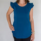 Blue Ruffle Sleeve Tee