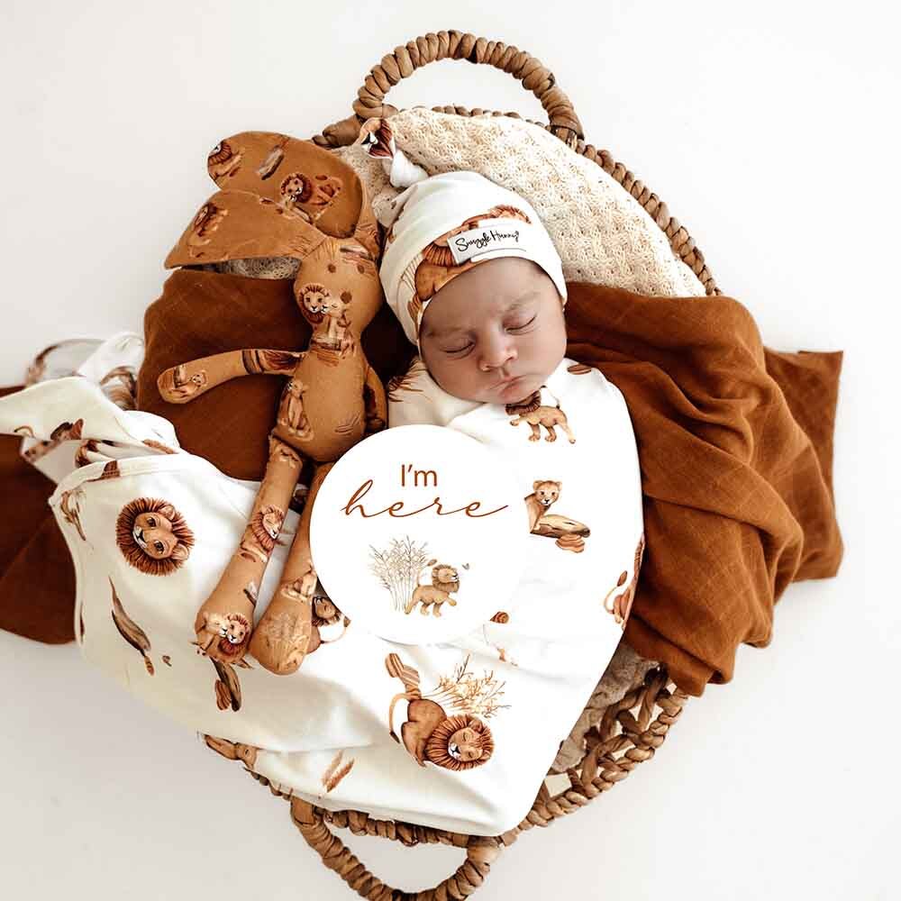 Organic Jersey Wrap & Beanie Set - Lion Organic Jersey Wrap & Beanie Set - Lion