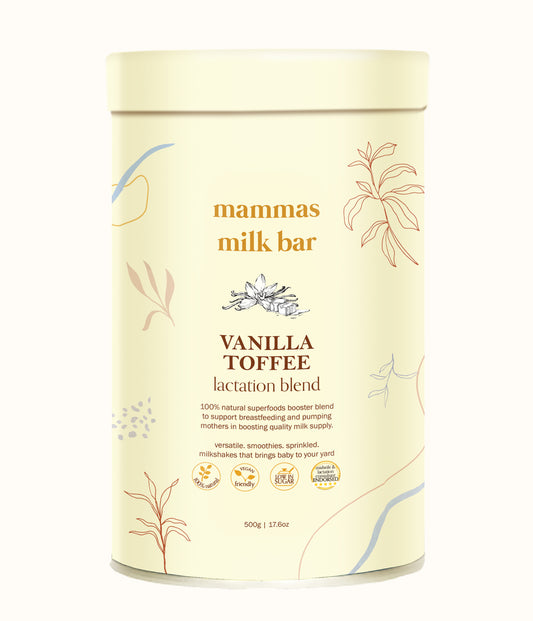 Vanilla Toffee Lactation Blend Mammas Milk Bar. Lactation Blend NZ. Mum and baby online shop, Flourish Maternity.