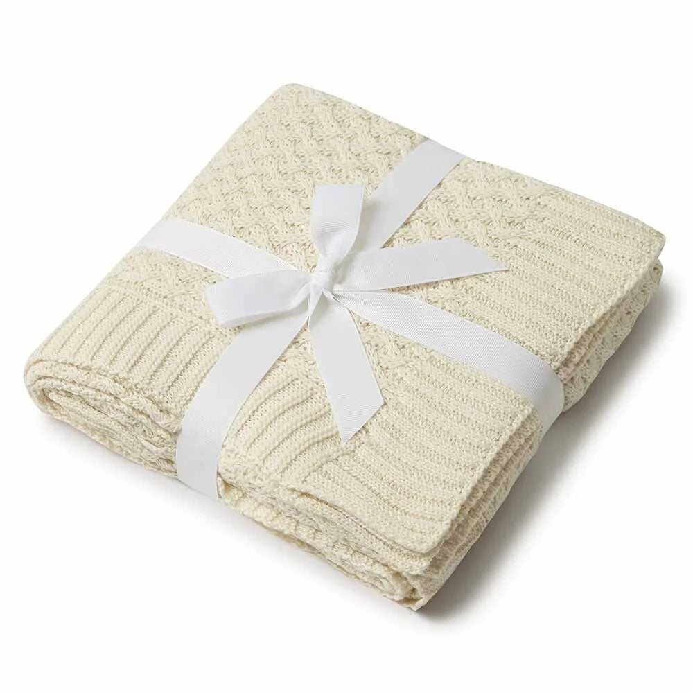 Snuggle Hunny Kids Cream Diamond Knit Organic Baby Blanket Flourish Maternity NZ Online all things Mum and Baby shop