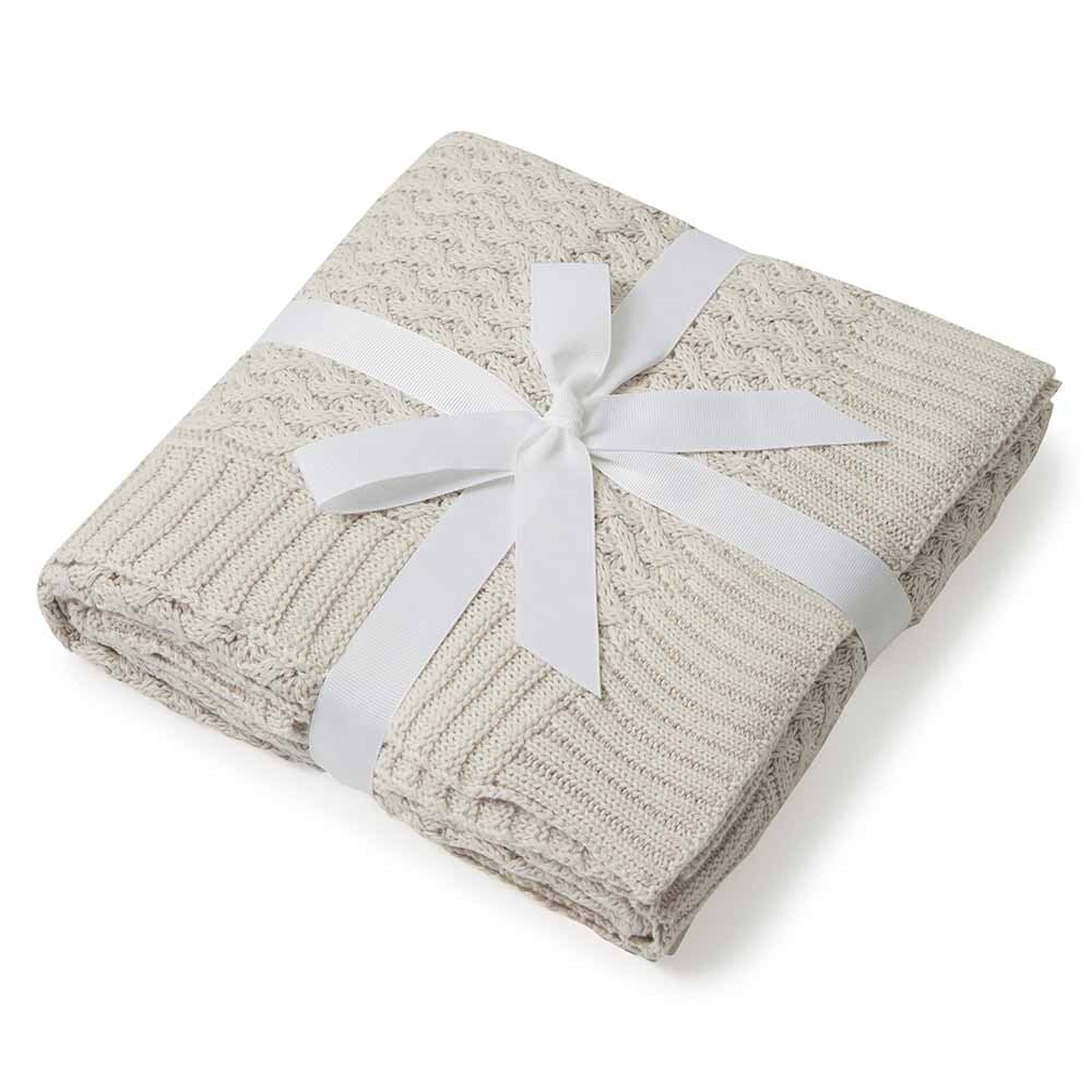 Snuggle Hunny Kids Warm grey Diamond Knit Organic Baby Blanket Flourish Maternity NZ Online mum and baby shop