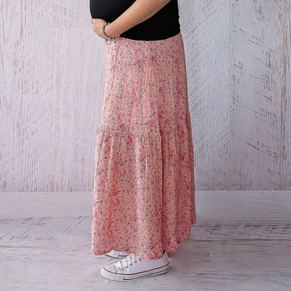Maternity Maxi Skirt - Coral Crush-Flourish Maternity Breastfeeding Dresses NZ Maternity Dresses NZ