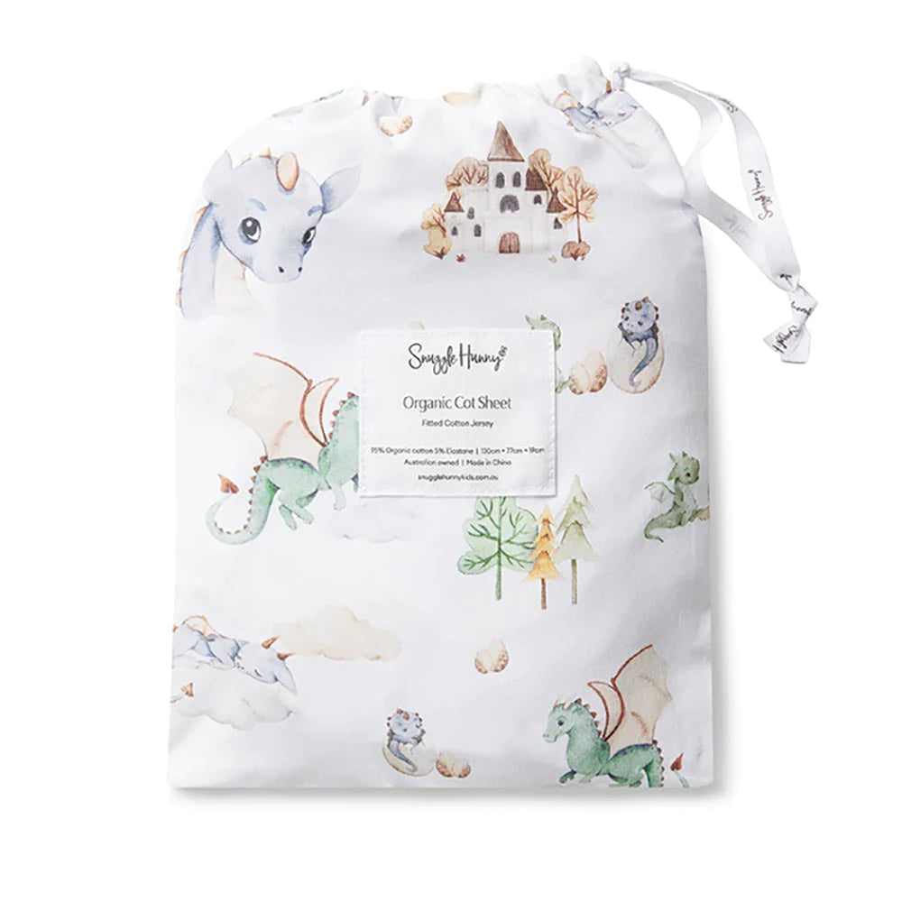 Snuggle Hunny Kids Dragon Cot sheet from Flourish Maternity NZ - online mum and baby shop New Zealand