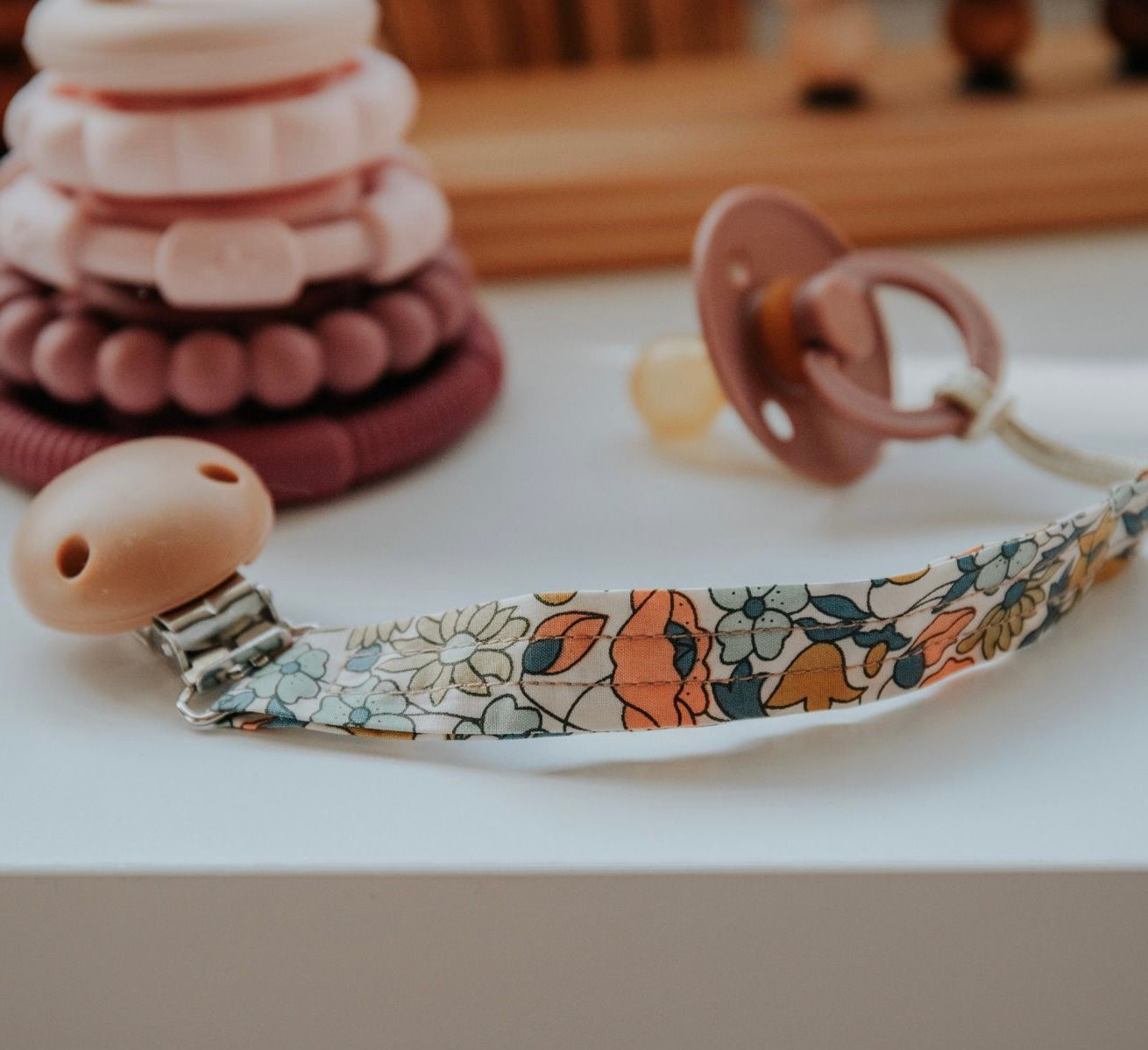 Dummy clip for dummy, pacifier. Flourish Maternity NZ online mum and baby shop. 