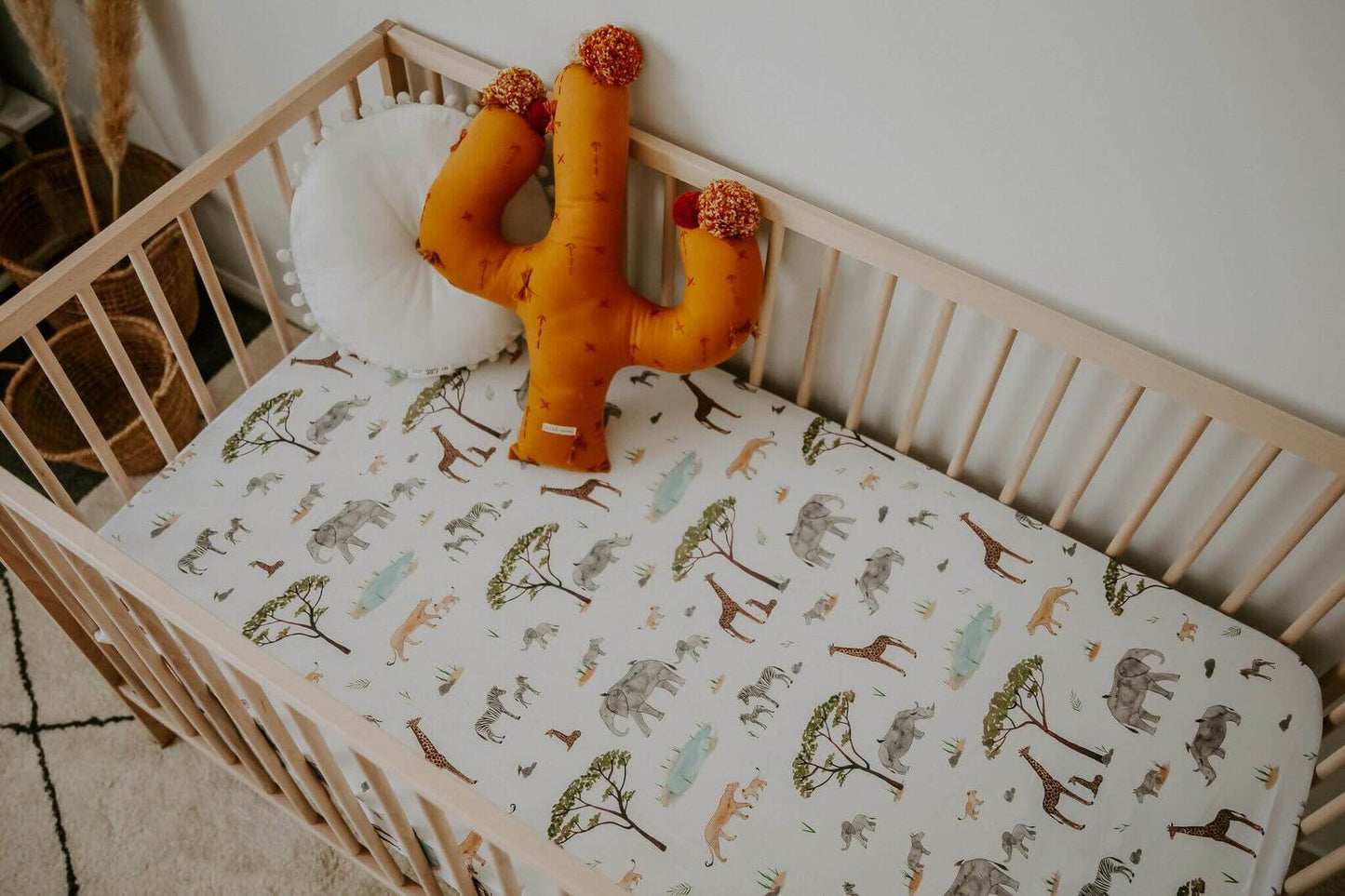 Safari Fitted Cot Sheet-Cot Sheet-Snuggle Hunny Kids-Baby Store NZ Flourish Maternity