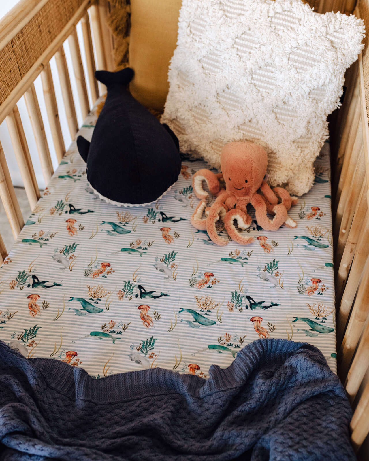 Whale Fitted Cot Sheet-Cot Sheet-Snuggle Hunny Kids-Baby Store NZ Flourish Maternity