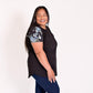 Black Floral Sleeve Tee - Flap-Breastfeeding t-shirt NZ, Maternity t-shirt NZ, Flourish Maternity