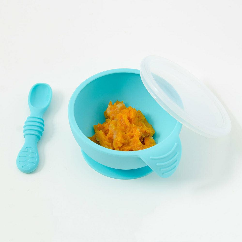 Babies first feeding set bowl with lid and spoon. New Zealand