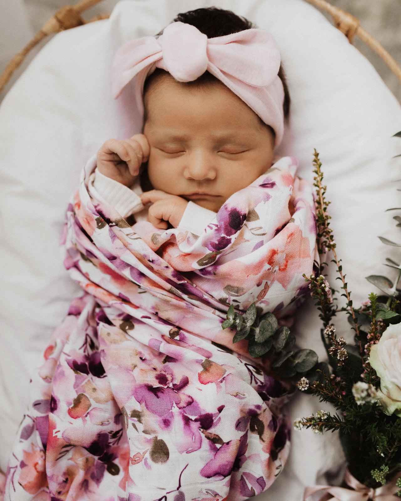 Blushing Beauty Organic Muslin Wrap Baby Swaddle Flourish Maternity