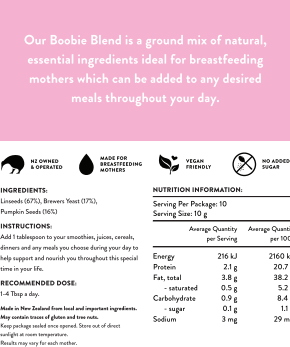 boobie blend lactation supplement to help boost milk supply for breastfeeding or nursing mums