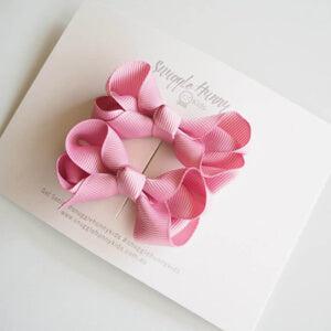 Dusty Pink Piggy Tail Bows- Baby store NZ Flourish Maternity