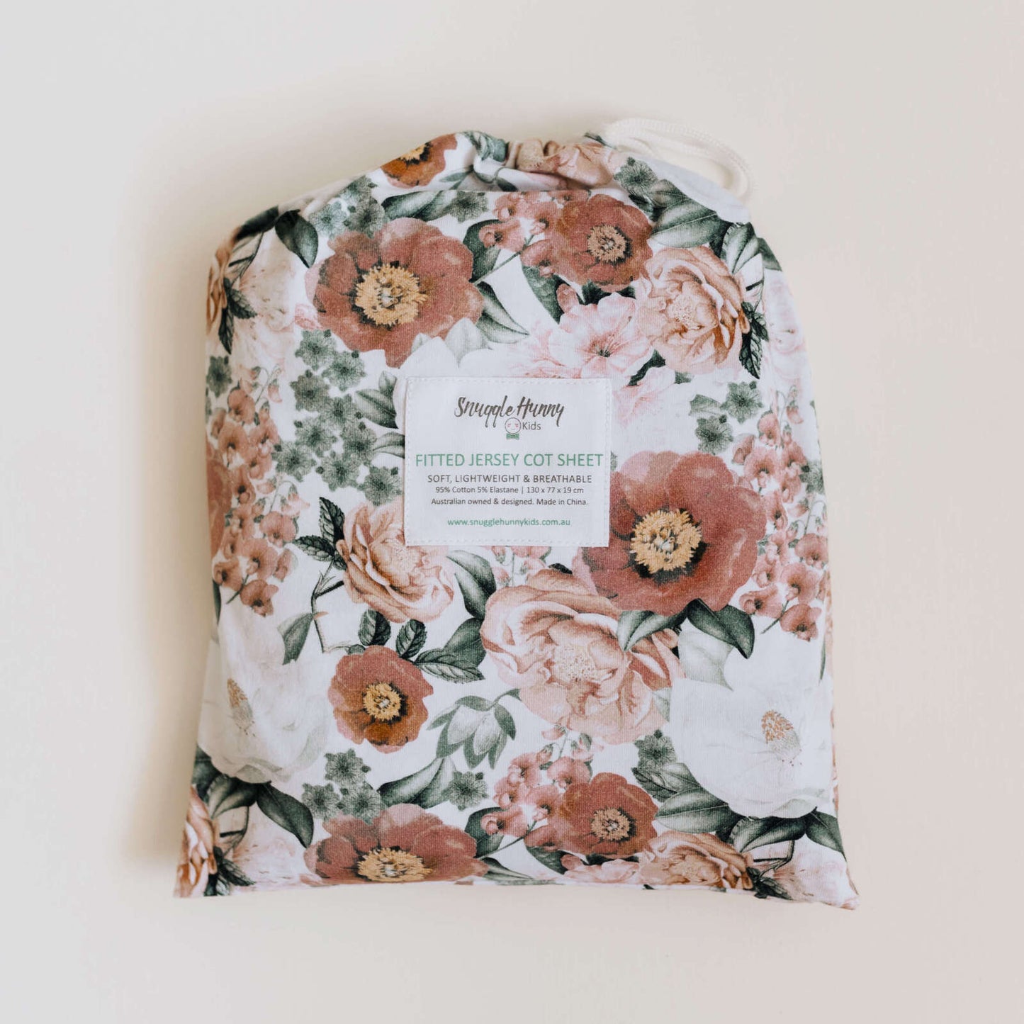 Beautiful baby girl cot sheet in floral florence print. Flourish Maternity New Zealand